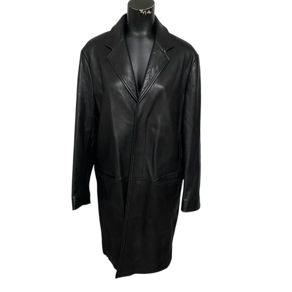 Banana Republic Leather Coat in Black in Size Medium - Picture 1 of 8